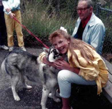 A girl and her dog: Siberian Husky Natasha & Bethany in 1987.