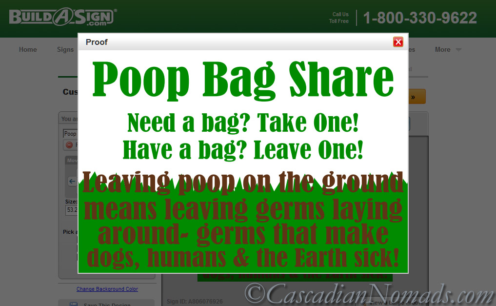 BuildASign.com Screenshot: Poop Bag Share #ScoopThatPoop